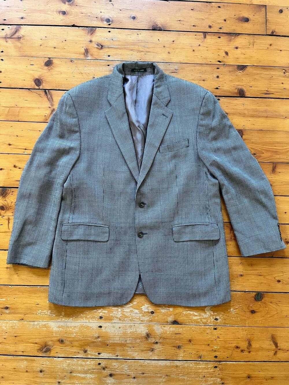 Lauren Ralph Lauren Wool Silk Blazer Sport Coat Houndstooth 44R Union Made